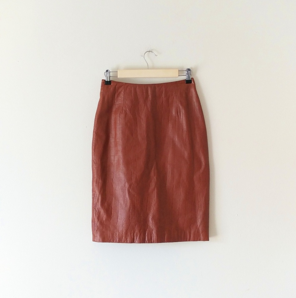 Pelle Studio Wilson's Brown Leather Pencil Skirt